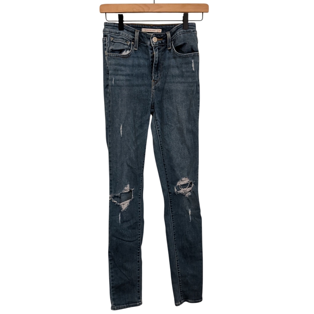 Levi's 721 High Rise Skinny Jeans Denim Ripped Size 26